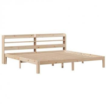 Estructura de cama con cabecero en madera maciza de pino 200x200 cm