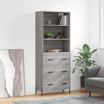 Aparador alto de madera contrachapada gris sonoma 69,5x34x180 cm