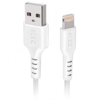 Cable de Datos y Carga SBS USB 2.0 a Lightning, Compatible con iPhone, Color Blanco, Longitud 2 metros