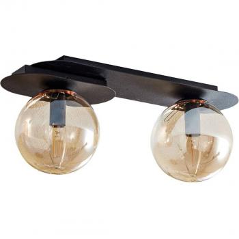 Plafón de techo EMIBIG LIGHTING, metal y cristal negro con 2 luces, dimensiones h: 18 cm x l: 45 cm, color negro/ámbar