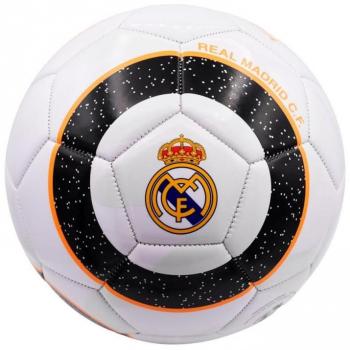 Balón de Fútbol Real Madrid con Escudo Talla 5, Circunferencia 68-69 cm, Color Blanco y Negro, Balón para Niños y Adultos, Regalo Cumpleaños, Se envía 1 Bal
