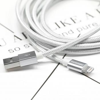 UNBREAKcable Cable iPhone 2M Cable Cargador iPhone - [Apple MFi Certificado]- Cable Lightning iPad Compatible para iPhone XS/XS MAX/XR/X / 8/8 Plus / 7/7 Plus / 6 6s / 6 Plus / 5 5S - Gris Plateado