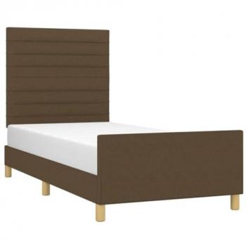 Estructura de cama con cabecero de tela marrón 100x200 cm
