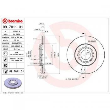 Disco de freno BREMBO 09.7011.31, ventilado, altamente carbonizado, 1 pieza