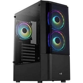 AeroCool Quantum v2 TG - Caja Midi Tower ATX con Cristal Templado y RGB - Negra