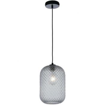 Colgante de diseño Cristal Gris, lámpara colgante de vidrio gris, 1 bombilla E27, dimensiones 150 cm de altura y 20 cm de diámetro