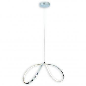 Lámpara de Techo Colgante LED Infinity Loop Line, 1300 lm, Diseño Moderno, Luz Cálida, Acabado Cromado, Diámetro 32 cm, Altura 120 cm