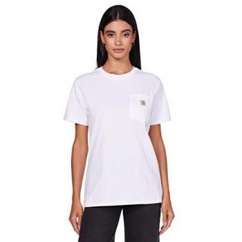Camiseta de Manga Corta Carhartt Workwear Pocket Original Fit para Mujeres, Ajuste Holgado, Tejido Grueso, Color Blanco, Talla L