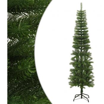 Árbol de Navidad artificial estrecho con soporte PE 210 cm Verde