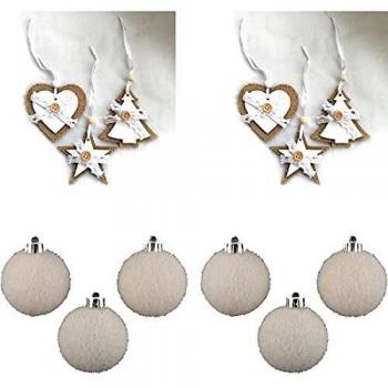 PACK de 6 bolas de Navidad blancas 60mm + 6 a
