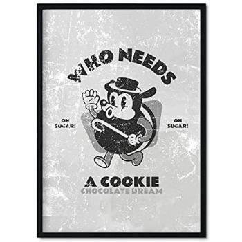 Lámina Galleta Vintage A4 - Póster Retro en Tonos Grises para Decoración de Interiores
