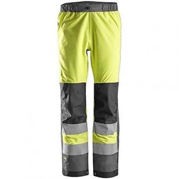 Pantalones Largos de Trabajo Impermeables de Alta Visibilidad Clase 2 AllroundWork Amarillo-Gris acero
