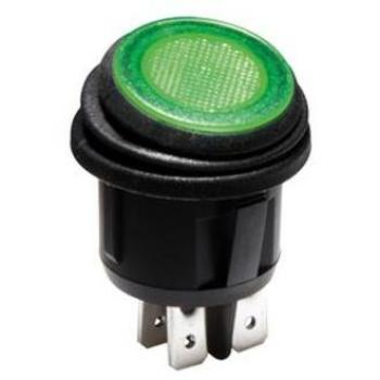 Interruptor basculante iluminado LED verde 2P ON-OFF 12V