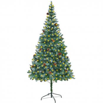 Pre-lit Artificial Christmas Tree with Pinecones 210 cm