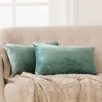 Deconovo Fundas para Cojines de Almohada del Sofá Cubierta Suave Decorativa Protector para Hogar 2 Piezas 30 x 50 cm Verde Claro