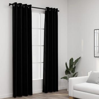 Cortinas Opacas con Ojales Look Lino 2 Piezas 140x225 cm VidaXL Color Antracita, Azul, Gris y Negro