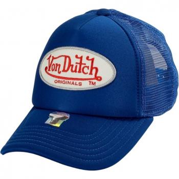 Von Dutch Tampa Blue Foam Trucker Hat with Oval Patch - One Size