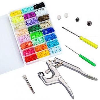 BoFeite 400 Botones 24 Colores Snaps Plástico T5 Botones Redondos Snap de Presión con Alicates Botones Presion para DIY Manualidades accesorios patchwork