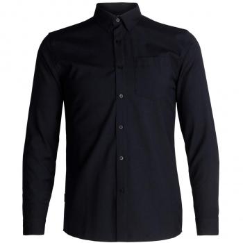 Icebreaker Merino Departure II - Camiseta de Manga Larga para Hombre, Hombre, 104512, Negro, Medium