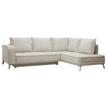 Sofá rinconera derecho convertible de tela beige BALCORIA de Maison Céphy