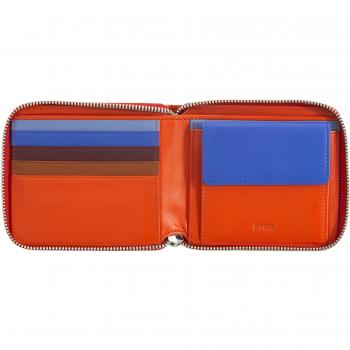 Dudu - Cartera mediana de hombre de piel con cremallera, RFID, pequeño monedero, 6 ranuras para tarjetas