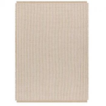 Alfombra de Yute 3650 Crema/Beige con Líneas y Flecos, Tejido Plano, 200x290 cm