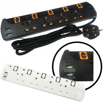 TheBigShip® Cargador USB con 2 Meter alargador de cable con interruptor de protección