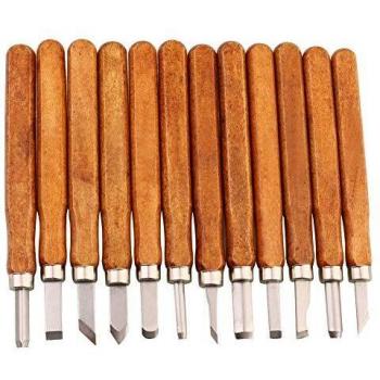 Maike Mall Juego de cinceles - Escultura de cinceles, cuchillo de trinchar hecho a mano para DIY mango de madera de herramientas Wax Carving 12 Pieces