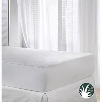 Protector Rizo Impermeable para colchón de 180x190/200. Rizo algodón 100% con Tratamiento de Aloe Vera
