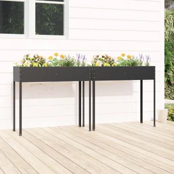 vidaXL Garden Planters - 2 pcs Anthracite Galvanised Steel
