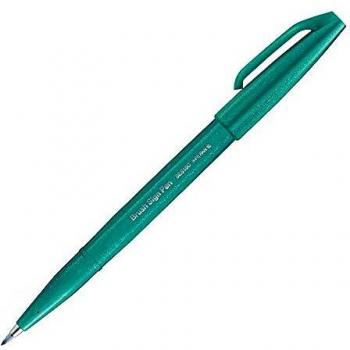 Rotulador de fibra Brush Sign Pen Pentel SES15, turquesa, con punta flexible para caligrafía