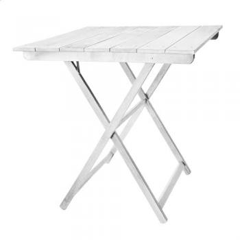 Mesa Velador Plegable de Madera de Haya Blanca 70x70x76 cm