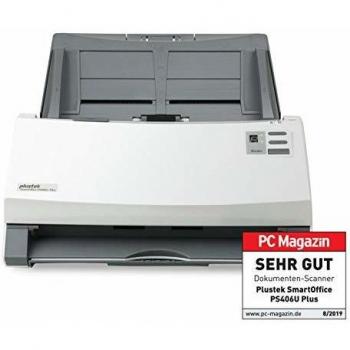 Plustek SmartOffice PS406U Plus Escáner con ADF 600 x 600 DPI para documentos A4 en Gris y Blanco