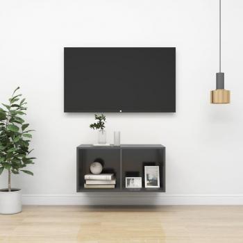 Mueble para TV de pared gris 37x37x72 cm en madera multicapa