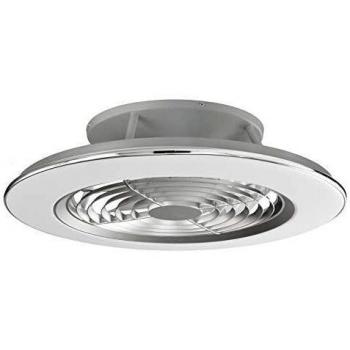 Ventilador de techo Alisio LED con control por app, acabado en cromo pulido y color gris, 1 bombilla, diámetro de 63 cm