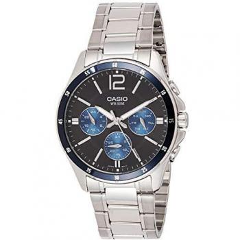 Casio Collection Men's Analog Quartz Watch MTP-1374D-2A with Silver Grey Strap and Blue Dial (43.5mm)