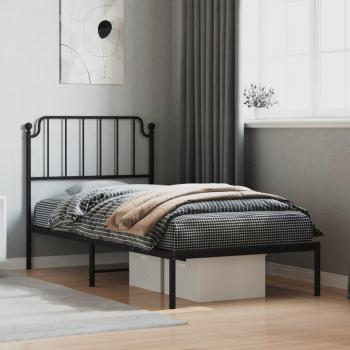 Estructura de Cama Bear con Cabecero Metal Negro 90x200 cm