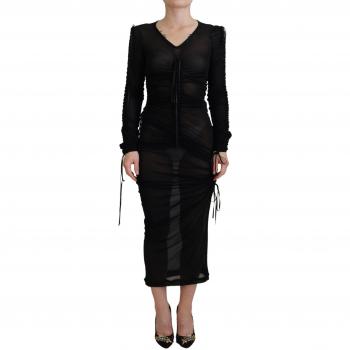 Dolce & Gabbana Black Viscose Bodycon Sheath Midi Dress