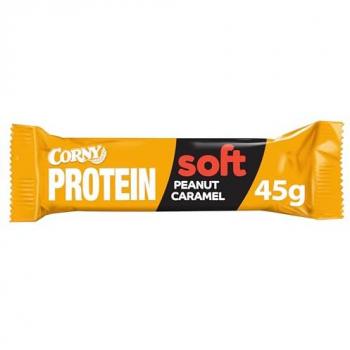 Barrita Proteica Corny Soft de Cacahuete y Caramelo 45g, 30% Proteínas, 0% Azúcares Añadidos, Ayuda al Desarrollo y Recuperación de Masa Muscular