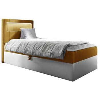 Cama Continental Baltimore 169 con Somier de Cuero Ecológico y Cajón, Medidas 212 x 82 x 115 cm, Individual