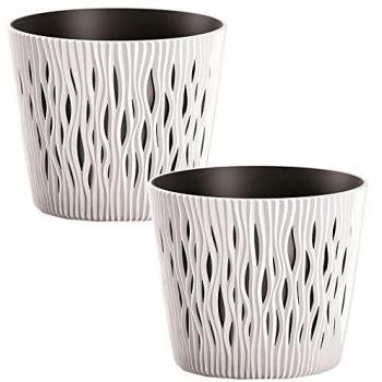 Maceta Redonda Wellhome Sandy Round de Plástico Blanco 12x12x11,1cm