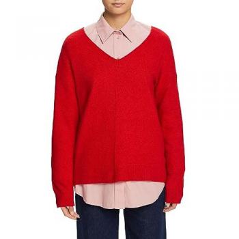 Esprit Women's V-Neck Sweatshirt, White-New, Size S