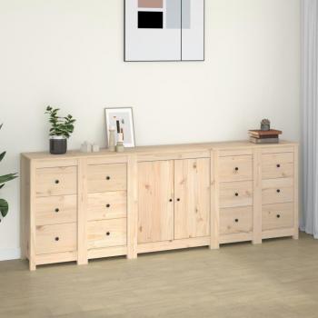 Aparador de madera maciza de pino 230 x 35 x 80 cm, Mueble de Almacenaje de Salón, Armarios con Puertas, Cajón de Madera, Buffet para salón Moderno, Armario