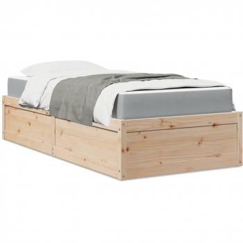 Cama con colchón 90x190 cm en madera maciza de pino Vidaxl Marrón