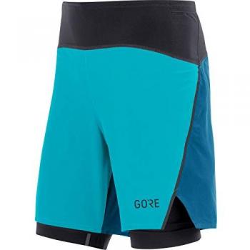 Gore® Wear Pantalones Cortos 2 En 1 R7, Pantalón Corto de Running 2 en 1 para Hombre, Color Azul (Scuba Blue/Sphere Blue), Talla M
