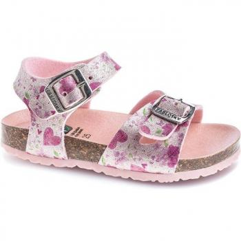 Sandalia hebillas Pablosky para niña 428670 color rosa, sandalias abiertas de niña en textil con cierre hebilla