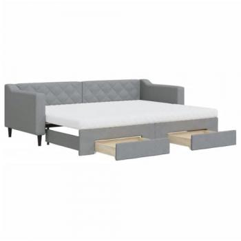 Sofá cama nido con cajones tela gris claro 80x200 cm