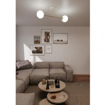 Lámpara de Techo Magnum EPIKASA - Acero Blanco y Oro, Vidrio, 55x23x14 cm