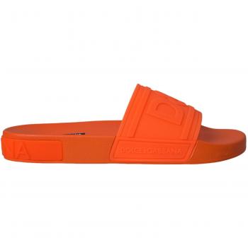 Dolce & Gabbana Orange Rubber Slide Sandals - EU41/US8