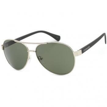 Calvin Klein Aviator Mens Silver Green Sunglasses Metal - One Size